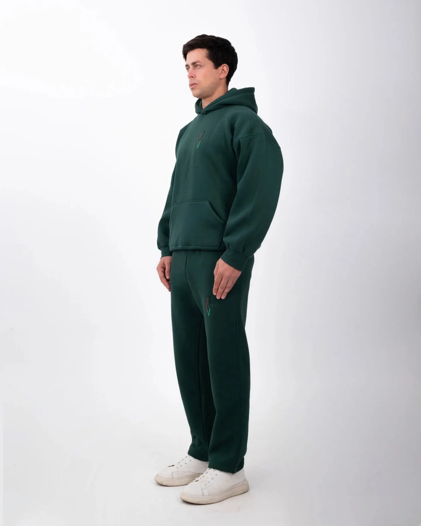 YAFA FOREST GREEN STITCHED SWEATPANTS – RESPECT EXISTENCE EDITION