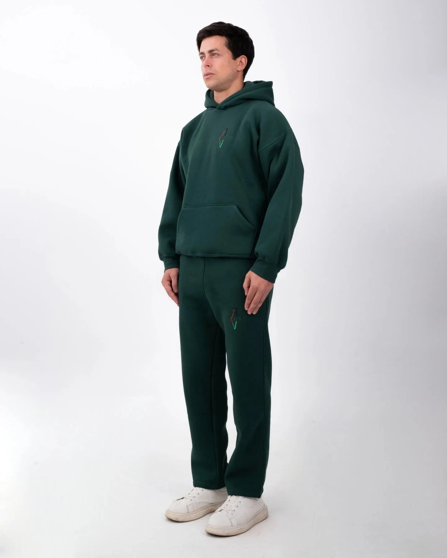 YAFA FOREST GREEN STITCHED SWEATPANTS – RESPECT EXISTENCE EDITION