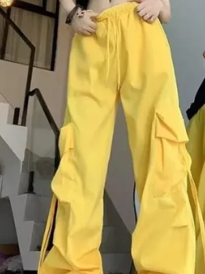 Yellow Oversized Pocket Cargo Pants