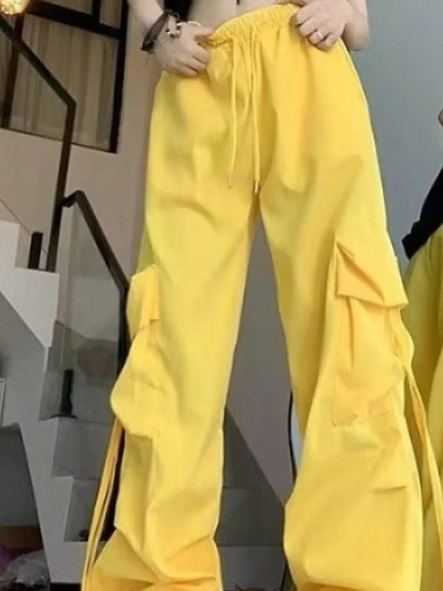 Yellow Oversized Pocket Cargo Pants