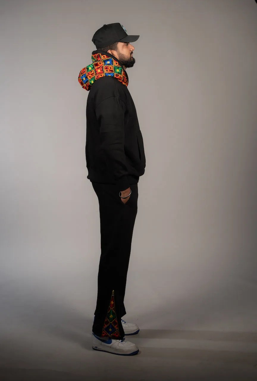 YOR® BLACK PHULKARI SWEATPANTS - BLACK (Ready To Ship)