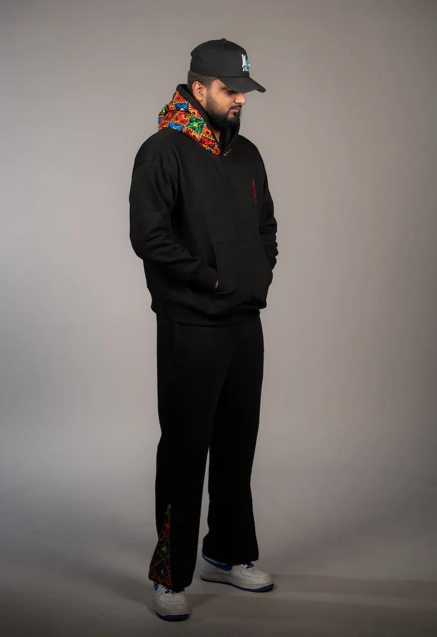 YOR® BLACK PHULKARI SWEATPANTS - BLACK (Ready To Ship)