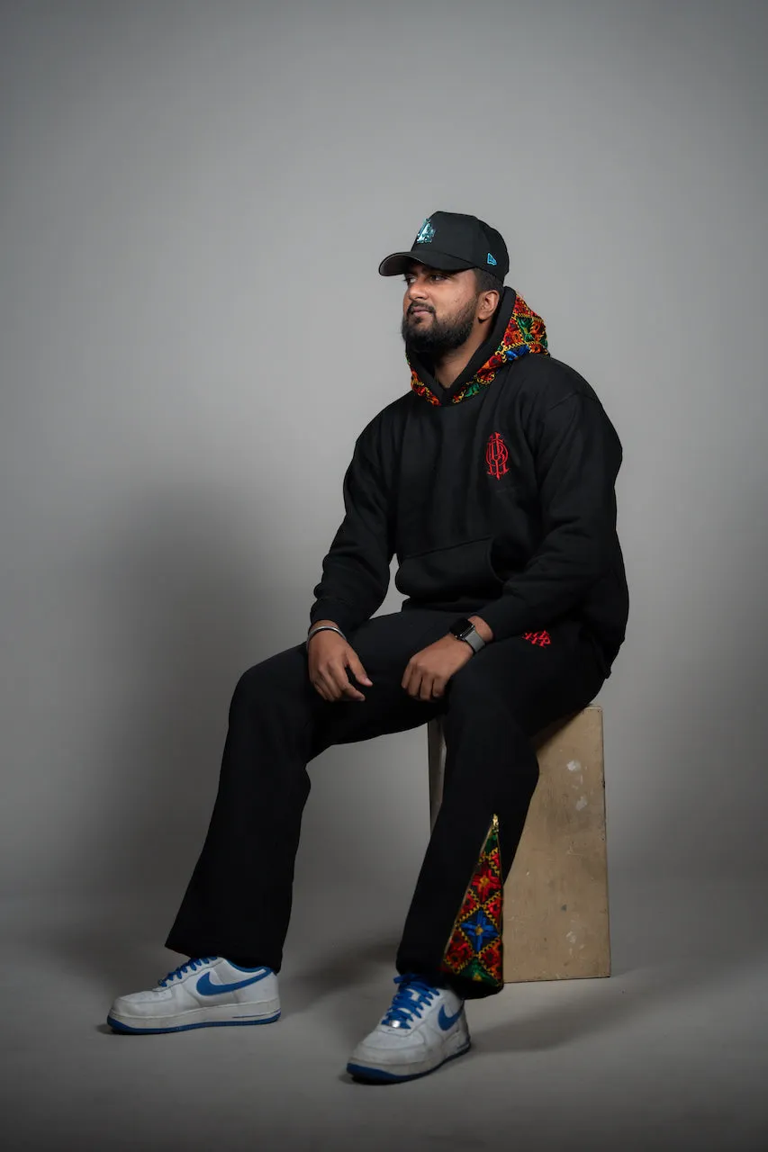 YOR® BLACK PHULKARI SWEATPANTS - BLACK (Ready To Ship)