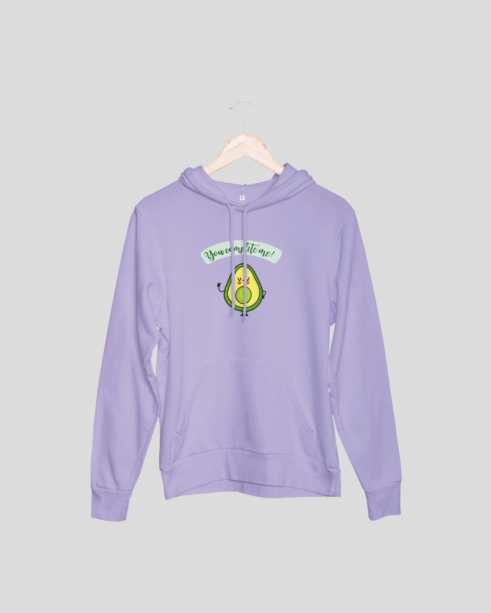 You Complete Me Avocado Couple Hoodies - Bottle Green and Lavender Oversized Fit Hoodies