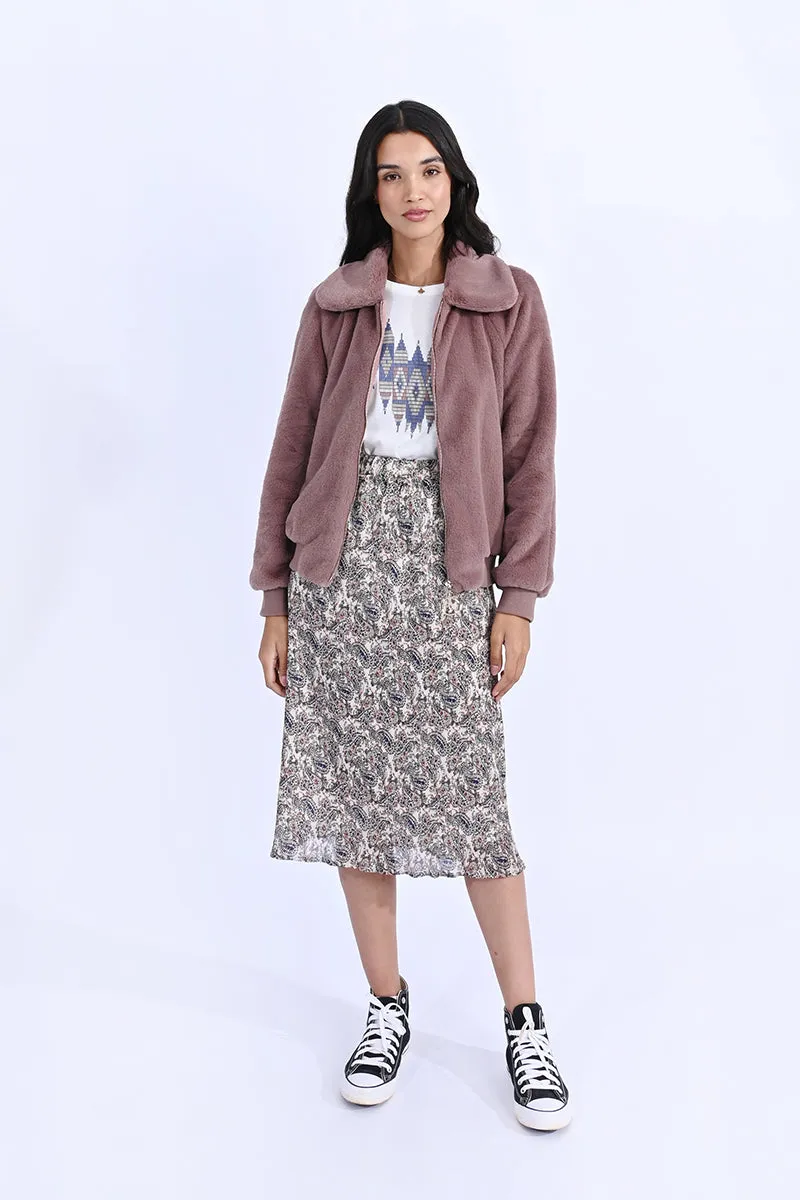 Zipped Faux Fur Jacket