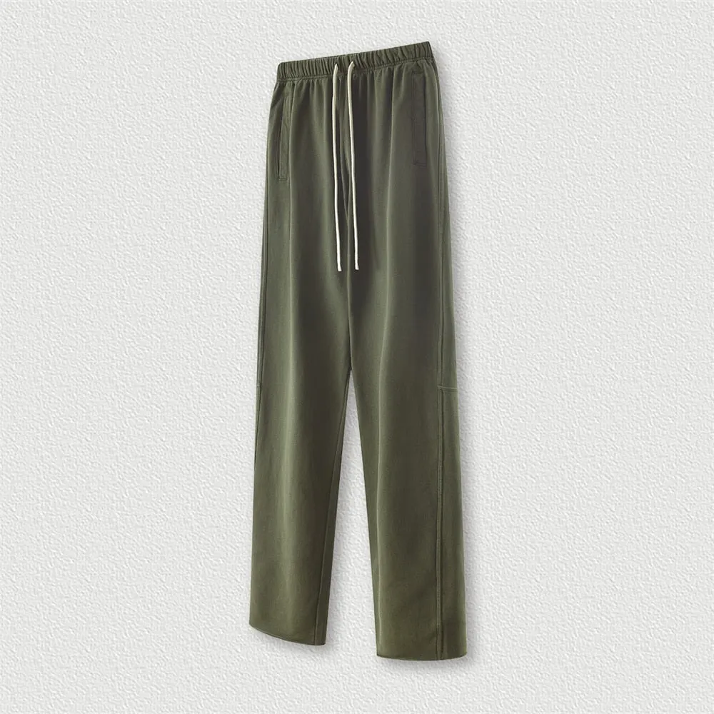 ZODF Retro Cotton Loose Edge Oversized Straight Washed Sweatpant